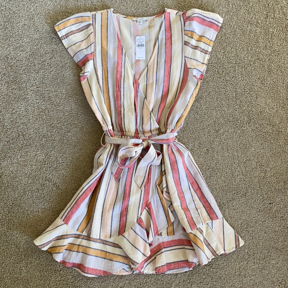 NWT American Eagle cotton and linen wrap dress. size Small